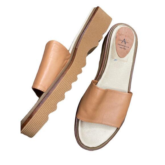 Aquatalia tan leather slide slippers size 10 - Picture 2 of 3